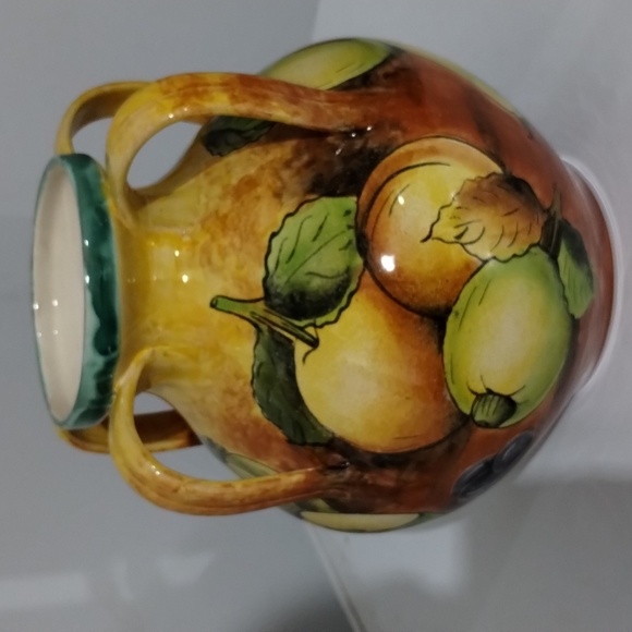 Majolica Santa Rosa 4 handle vase  guanajuato vase fruit Mexico art pottery - Picture 5 of 11